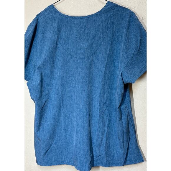 Koi Basics Women’s Scrub Top XL Blue Chambray V-Neck Pockets – Great Condition - Picture 4 of 6